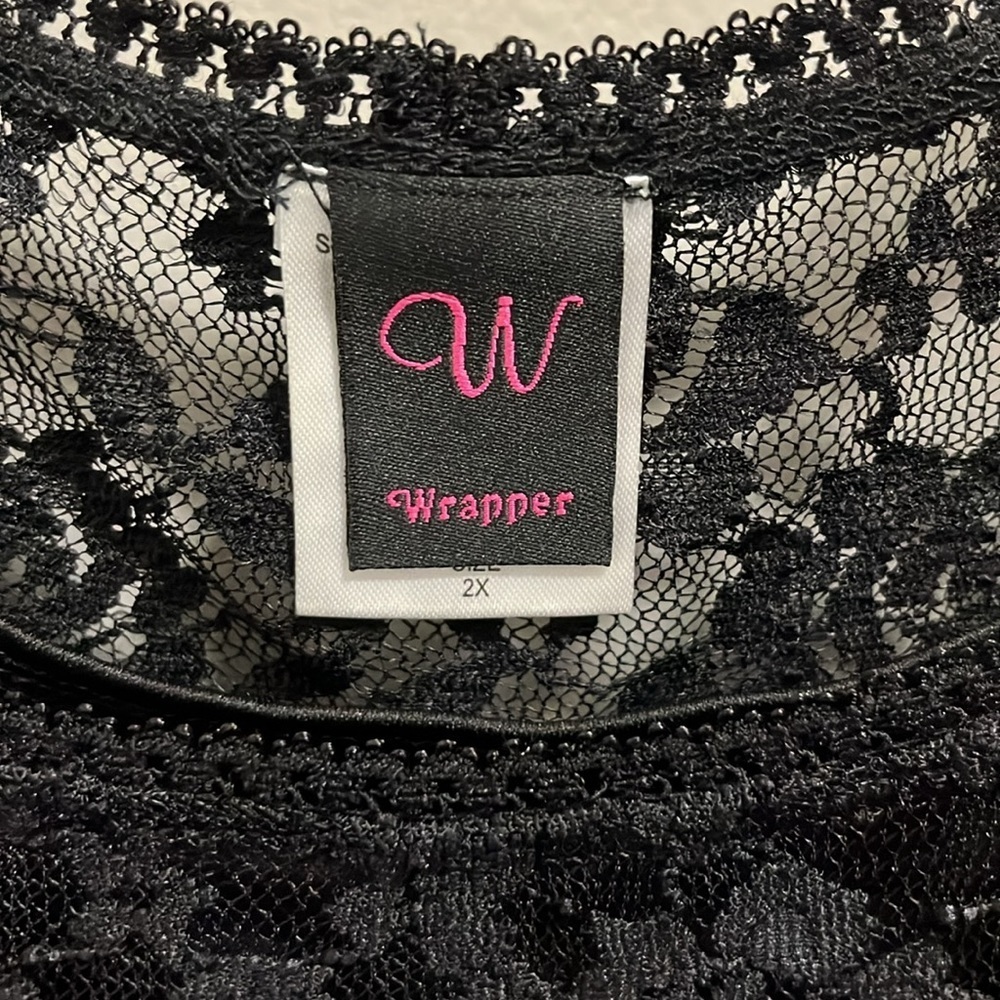 LIKE NEW 2X Black Wrapper Brand Long Sleeved Lace Dress Completely Lined!!! - Picture 4 of 8